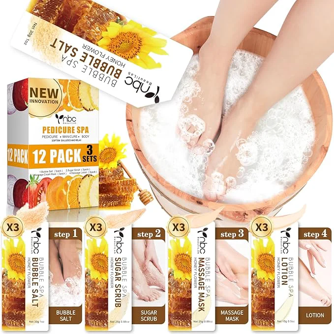 Healthy Pedicure Kit Foot Soak Set Bubble Salt Sugar Scrub Massage Mask Massage Responsible