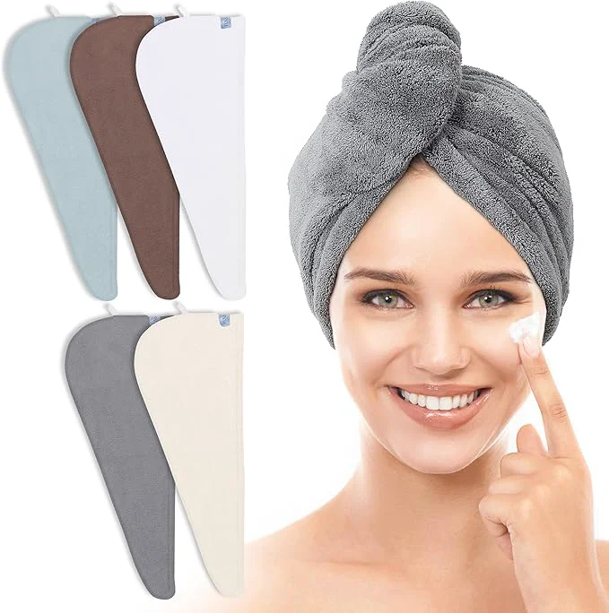 Classic TENSTARS 5 Pack Thicken Microfiber Hair Towel Wrap Sustainable