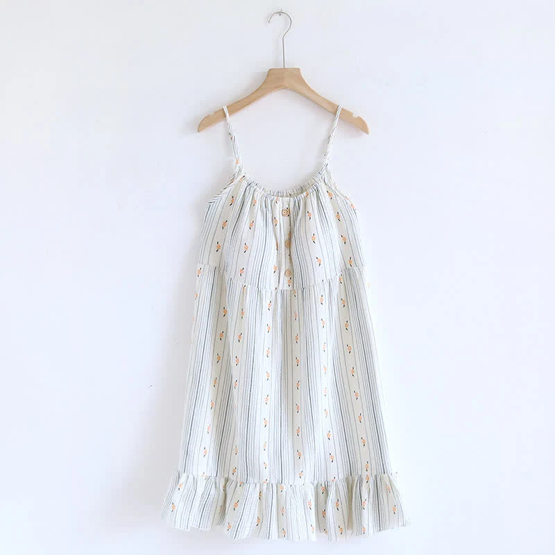 First-Class Ownkoti Sweet Floral Cotton Ruffle Cami Nightdress Reliable
