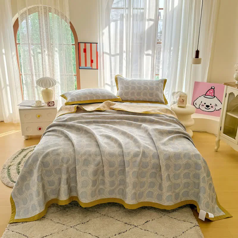 Versatile Ownkoti Reversible Geometric Jacquard Cotton Gauze Quilt Lightweight