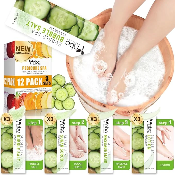Secure Pedicure Kit Foot Soak Set Bubble Salt Sugar Scrub Massage Mask Massage Specialty