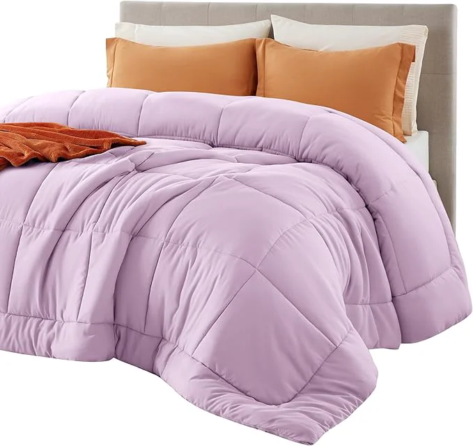 Smart Bedsure Comforter Duvet Insert - Quilted Comforters Cal King Size All Season Duvet GentleSoft Down Bedding with 8 Tabs Gifts for Women Men Light Purple Cal King 96 X 102 Inches User-Friendly