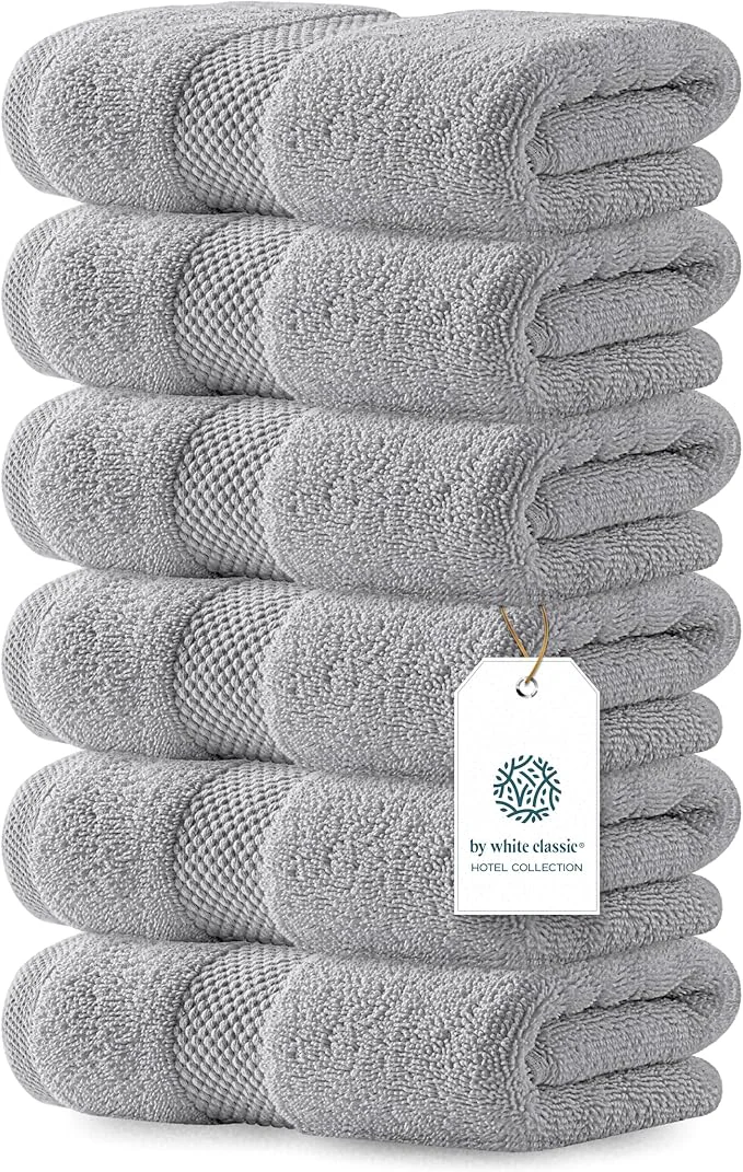 High-Grade White Classic Luxury Dolphin Gray Hand Towels Detailed