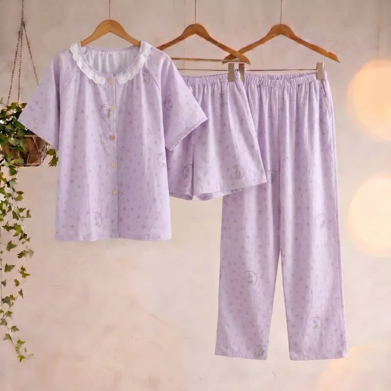 Next-Generation Ownkoti Purple Bunny amp Floral Cotton Loungewear Set 3PCS Secure