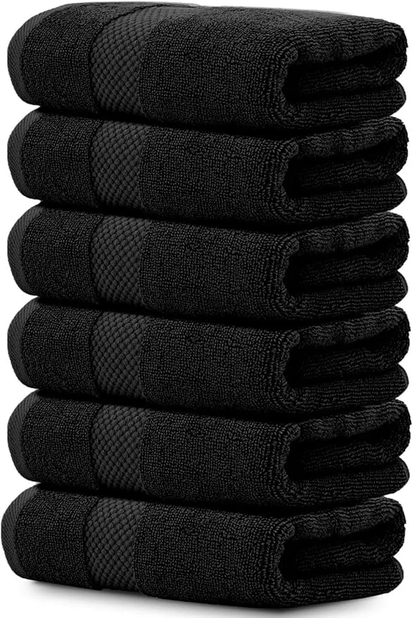First-Class White Classic Luxury Black Hand Towels Authentic