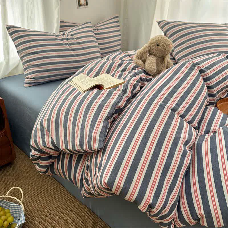 Environmentally Friendly Ownkoti Minimalist Stripe Double Gauze Soft Bedding Set Pure