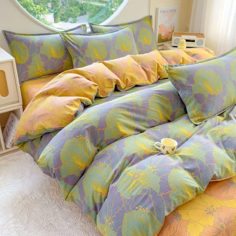 Safe Ownkoti Abstract Floral Cotton Double Gauze Bedding 4PCS Secure