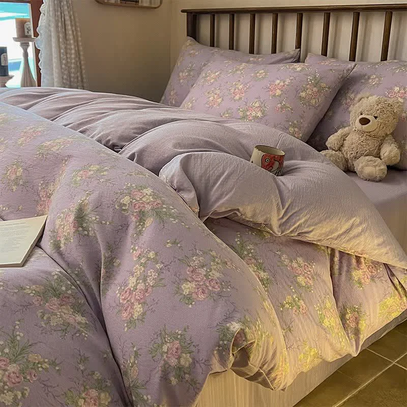 World-Class Ownkoti Dusty Purple Rose Cotton Gauze Bedding 4PCS Official