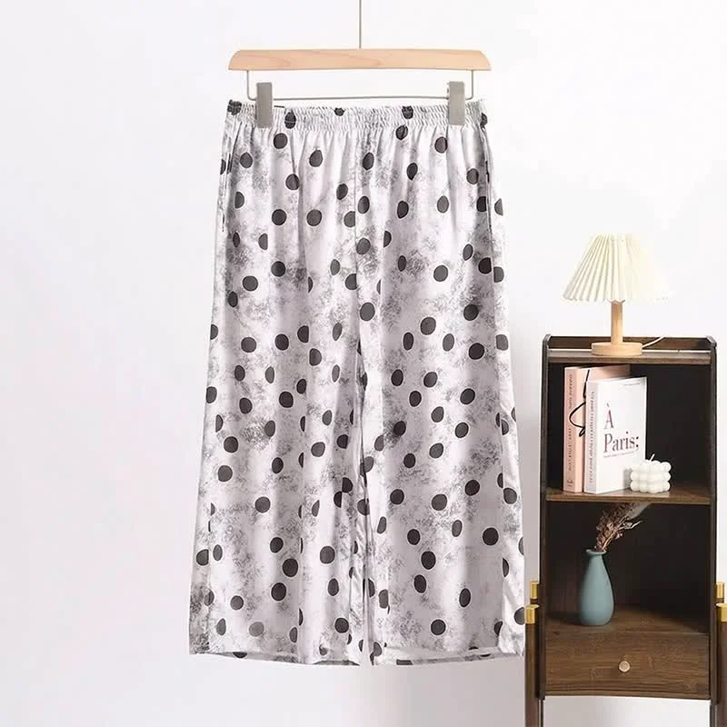 Trendy Ownkoti Polka Dot Cropped Pajama Pants Convenient