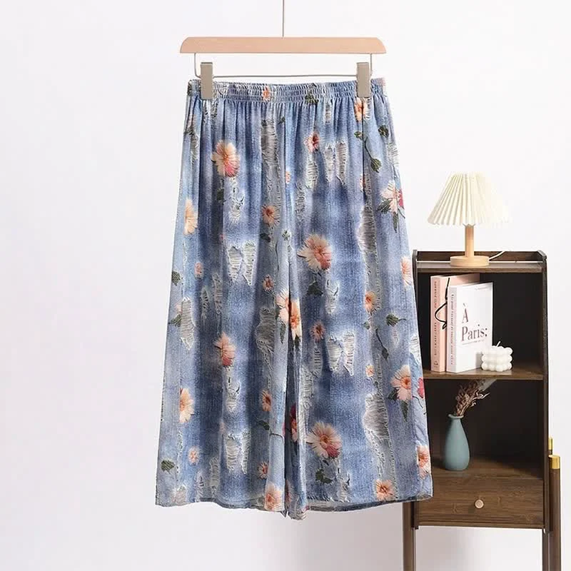 Reliable Ownkoti Pastoral Floral Relaxed-Fit Cropped Sleep Pants Original