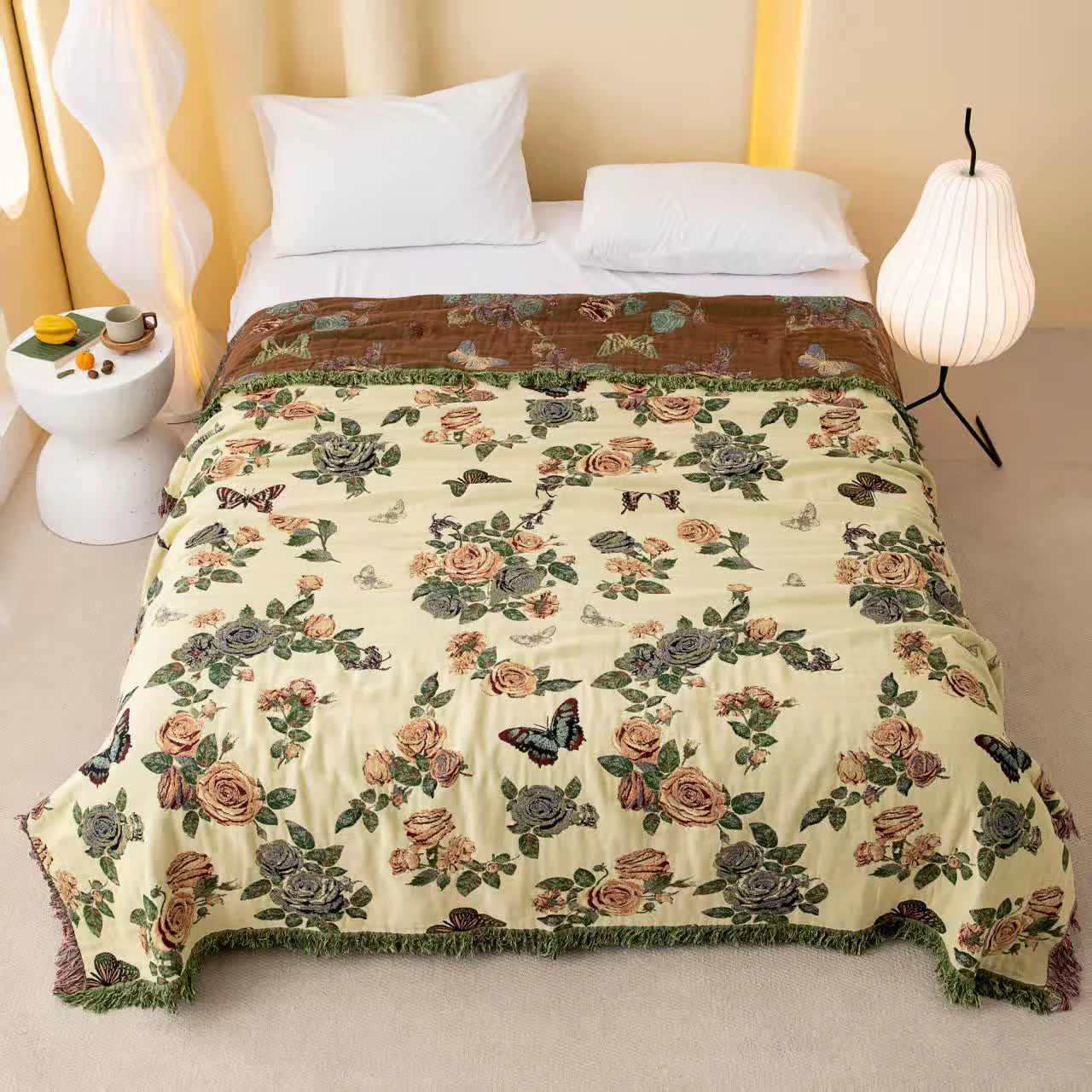 Versatile Ownkoti Romantic Rose Cotton Gauze Bedspread Quilt Elite