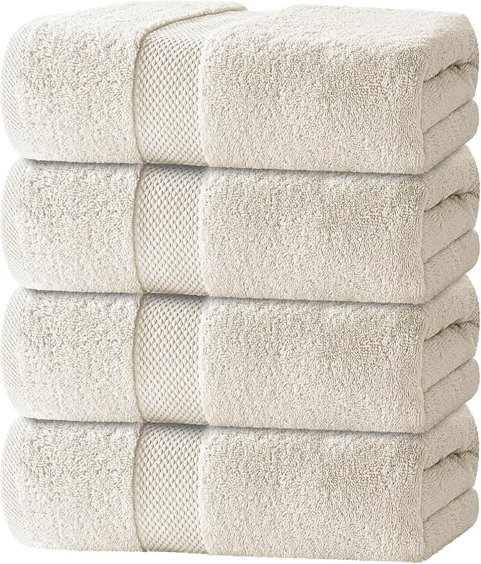 Refined White Classic Luxury Bath Towels Set of 4 Large Trusted