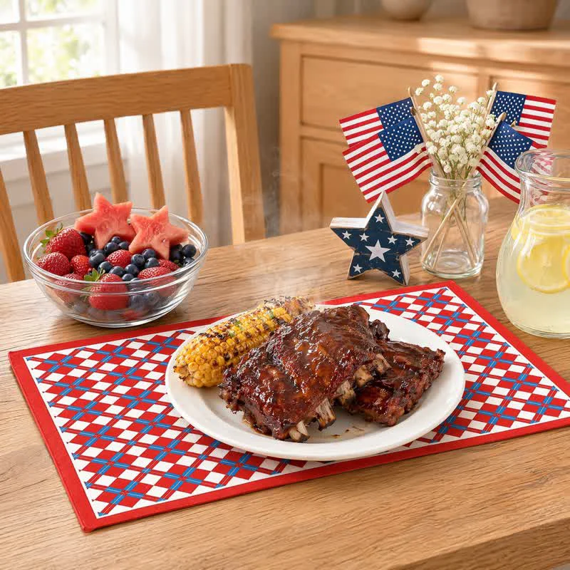 Official Ownkoti Festive Modern Red amp Blue Plaid Table Placemat Trendy