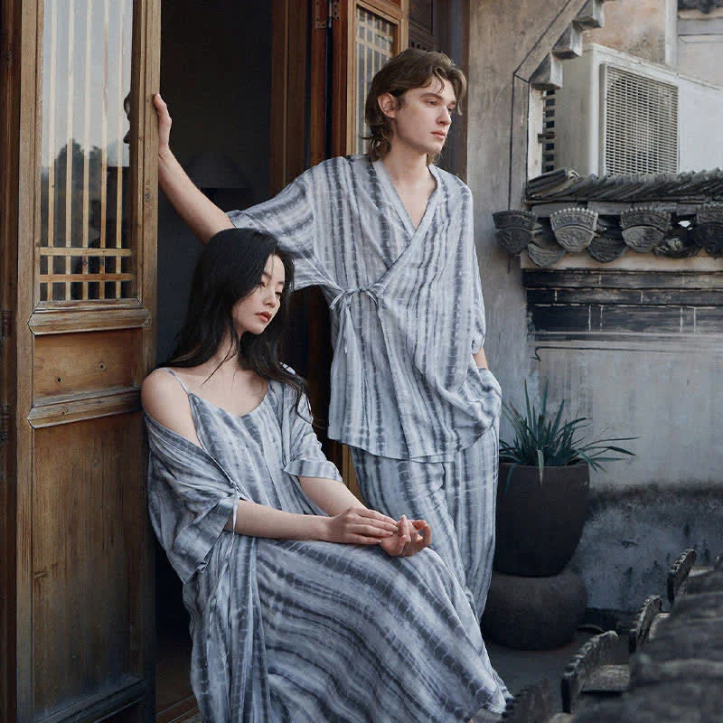 Comfortable Ownkoti Matching Couple Tie Dye Stripe Sleepwear Set Specialty
