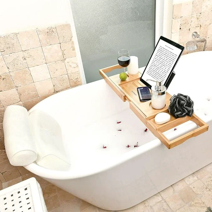 Premium Bath Pillow and Bathtub Tray Set Quality