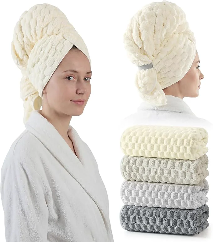 Stylish REDKISS 4 Pack Extra Large Hair Towels Safe