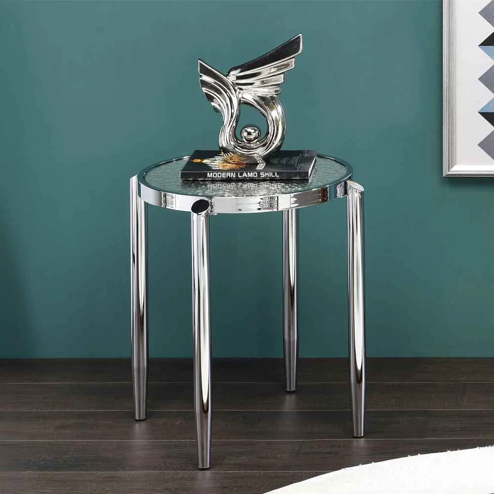 Eco-Friendly Abbe - End Table - Glass amp Chrome Genuine
