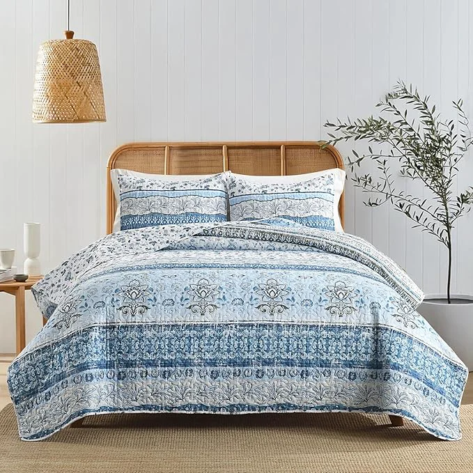 Outstanding HORIMOTE HOME Boho Quilt Twin Size Blue Bohemian Floral Quilt Bedding Set Soft Lightweight Twin Comforter for All Season Farmhouse Bedspread Coverlet with 1 Pillow Sham 68 x 86 inches Professional