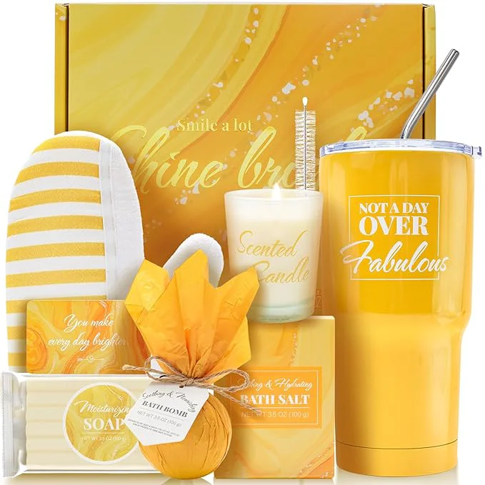 Trendy Gift Set for Women 8Pcs Bath and Body Gift Baskets Vanilla Self Care Present Long-Lasting