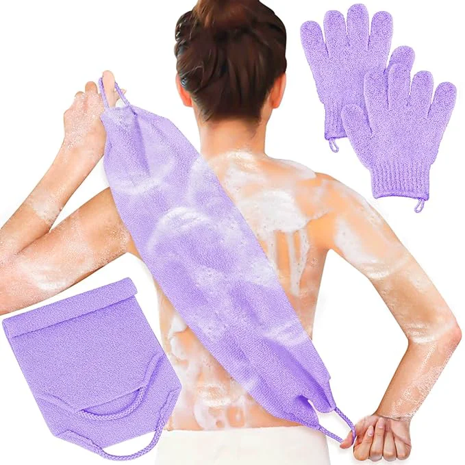 Healthy Anezus Exfoliating Back Scrubber Bath Gloves Set Exfoliating Shower Towel Recyclable
