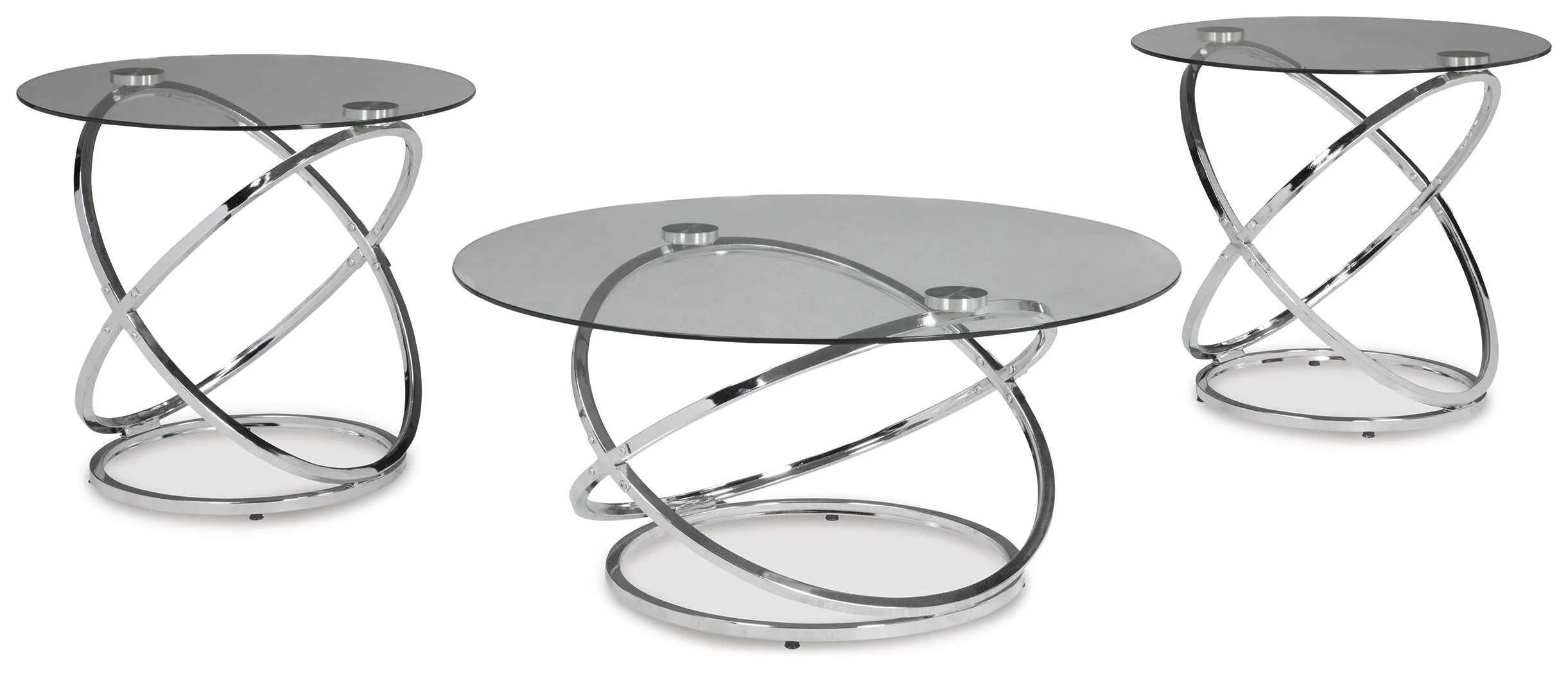 Durable Hollynyx - Occasional Table Set Set of 3 - Chrome Finish Prestigious
