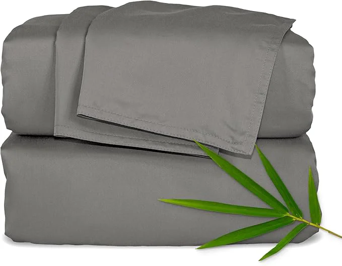 Verified Pure Bamboo Full Sheets Organic Viscose Derived from Bamboo Bed Sheet Set Luxuriously Soft amp Cooling Double Stitching 2 Year Quality Promise Full Graphite Effective