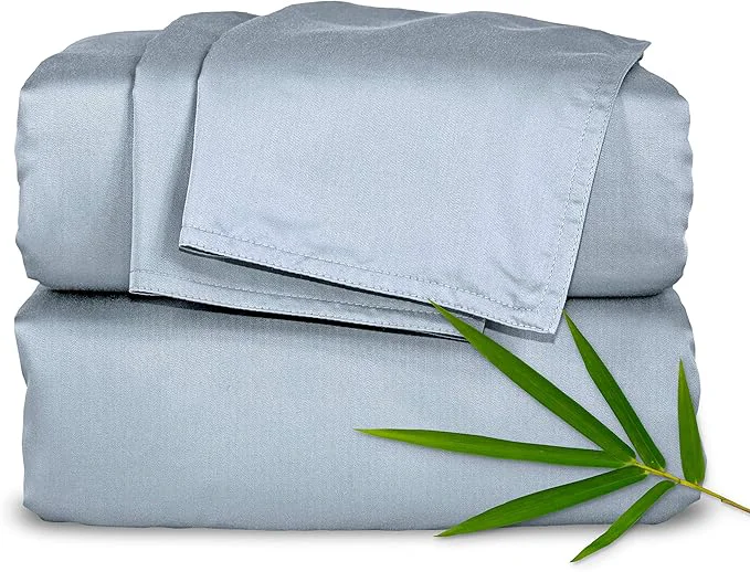 Excellent Pure Bamboo California King Sheets Organic Viscose Derived from Bamboo Bed Sheet Set Soft amp Cooling Double Stitching 2 Year Quality Promise California King Sterling Blue Crafted