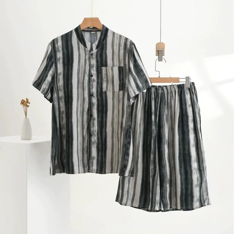 Fast Ownkoti Unisex Ink Stripe Mandarin Collar Pajamas Breathable