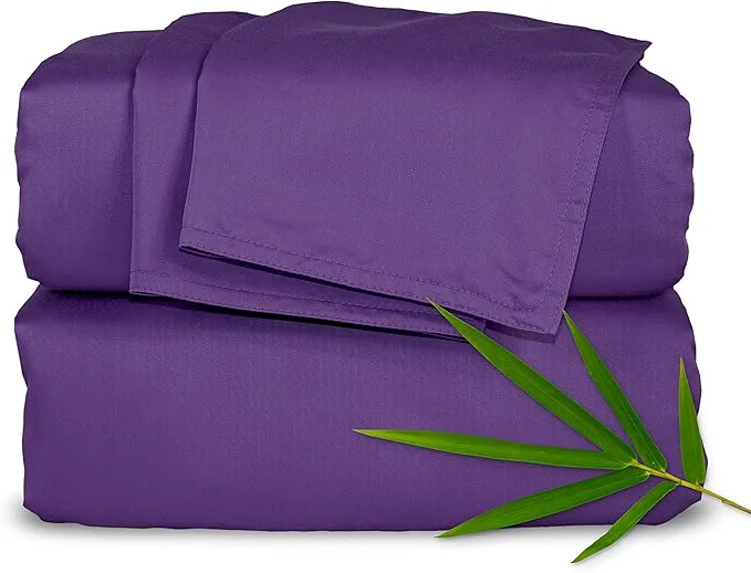 Selected Pure Bamboo King Sheets Organic Viscose Derived from Bamboo Bed Sheet Set Luxuriously Soft amp Cooling Double Stitching 2 Year Quality Promise King Purple Crafted