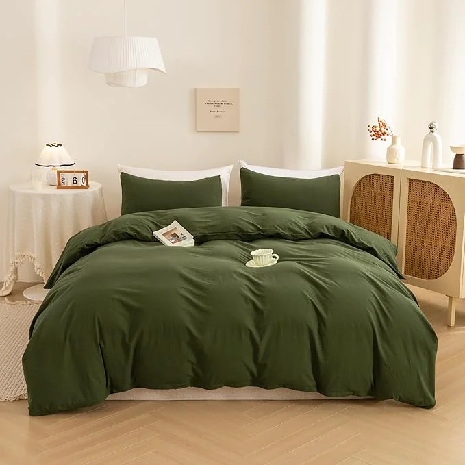 Certified ECOCOTT 3 Pieces Duvet Cover Super King Size Washed Cotton 1 Duvet Cover with Zipper and 2 Pillowcases Ultra Soft and Breathable Cozy Simple Style Bedding Set 108 39 39 x98 39 39 Professional