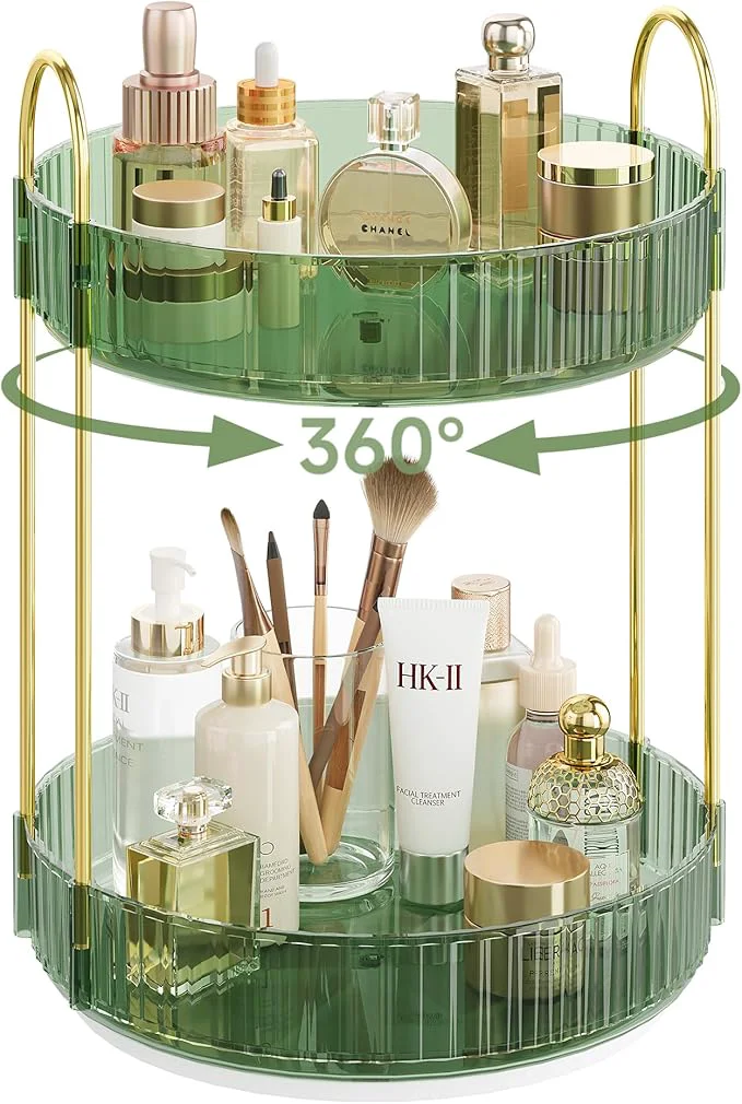 Verified Rotating Makeup Organizer Countertop Skincare Organizers Spinning Perfume Modern