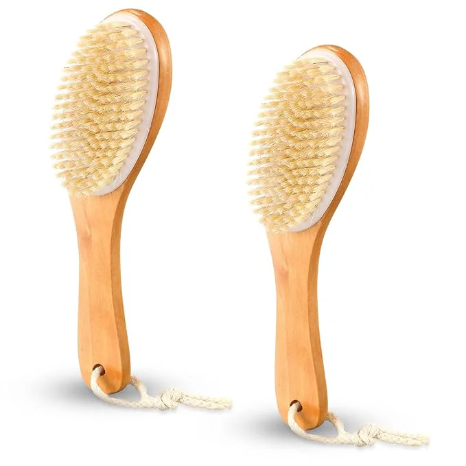 Eco-Friendly Gerrii 2 Pcs Dry Brushing Body Brush Natural Boar Bristle Reliable