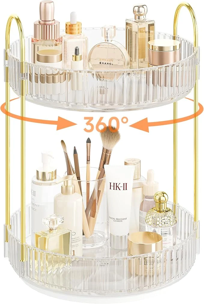 Classic Rotating Makeup Organizer Countertop Skincare Organizers Spinning Perfume Solid