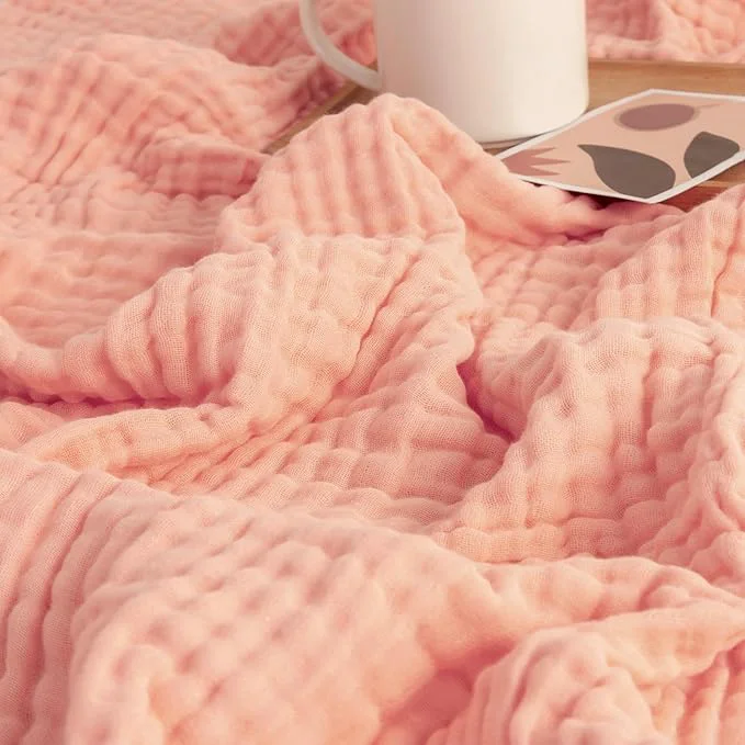 Casual EMME Cotton Muslin Twin Blanket Breathable Gauze Soft Lightweight Adults Gifts for Women Pink 60 quot x80 quot Consistent