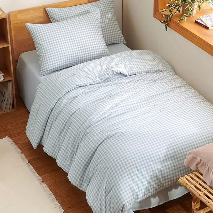 First-Class Nayoroom Gingham Comforter Set Full Size Blue Plaid Checkered Dorm Bedding Set 3 Pieces Soft Lightweight Farmhouse Grid Comforter for All Seasons 1 Comforter 2 Pillowcases Smooth