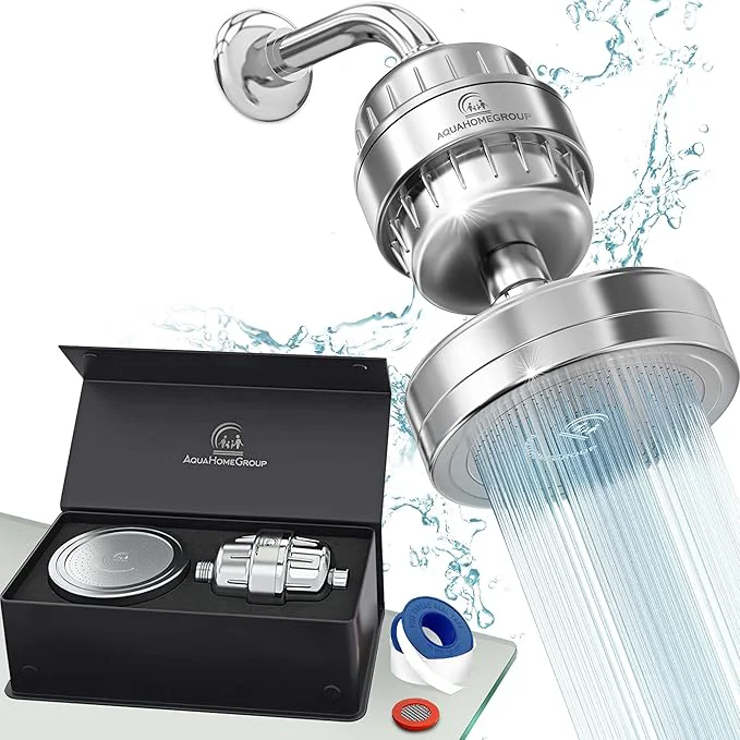 Solid AquaHomeGroup - Filtered Shower Head 20 Stage Shower Filter - Standard - Dependable