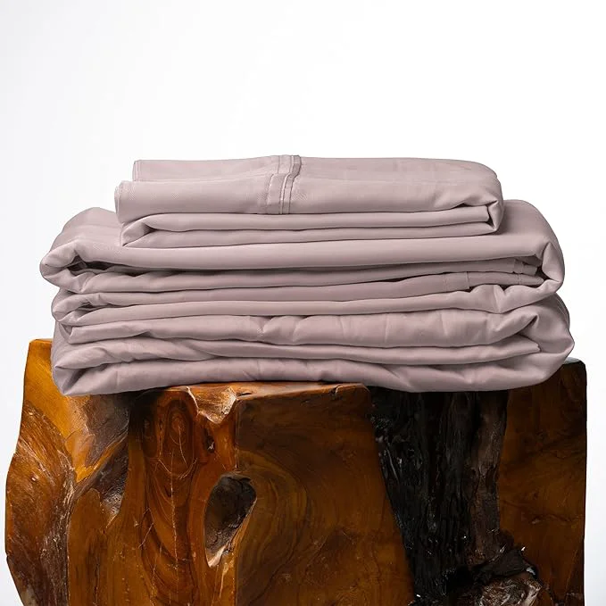 Breathable Olive Crate Tencel Lyocell Eucalyptus Sheets King Size - Cooling Tencel Sheets for Hot Sleepers with 18 Inch Deep Pocket Fit - Dusk 4-Piece Set Reusable