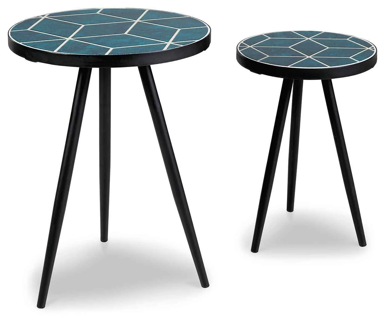 Flexible Clairbelle - Accent Table Set of 2 - Teal Top-Quality