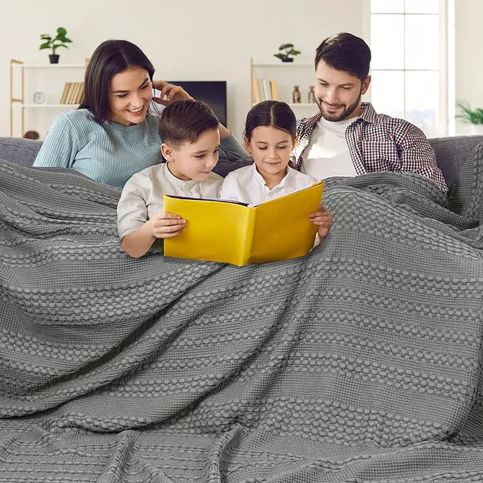Smooth PHF Cotton Waffle Blanket Oversized King 120 quot x120 quot Lightweight Breathable Extra Large 10 39 x10 39 Blankets for Bed Giant Big Luxury Aesthetic Woven Bedding for Home Decor Dark Grey Original