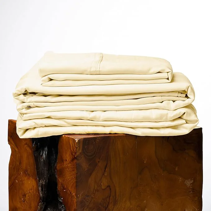Outstanding Olive Crate Tencel Lyocell Eucalyptus Sheets King Size - Cooling Tencel Sheets for Hot Sleepers with 18 Inch Deep Pocket Fit - Butter Cream 4-Piece Set Original