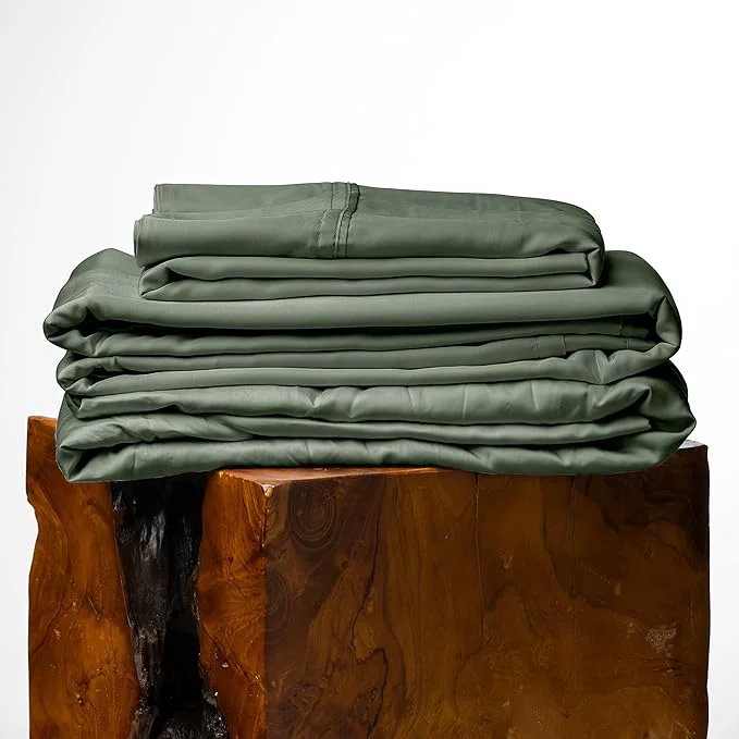 Effective Olive Crate Tencel Lyocell Eucalyptus Twin XL Sheets - Extra Long Sheet Set - Cooling Tencel Sheets for Hot Sleepers with 16 Inch Deep Pocket Fit - Moss 3-Piece Set High-End