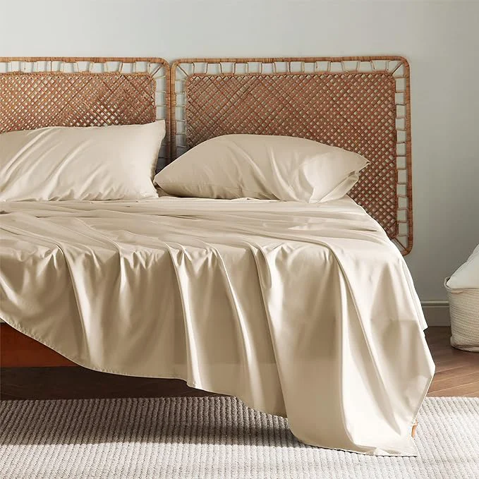 Natural Bedsure Full Size Bed Sheets Cooling Sheets Rayon Derived from Bamboo PureWoven Breathable amp Soft Deep Pocket Up to 16 Inches Hotel Luxury Silky Bedding for Hot Sleepers Beige Selected
