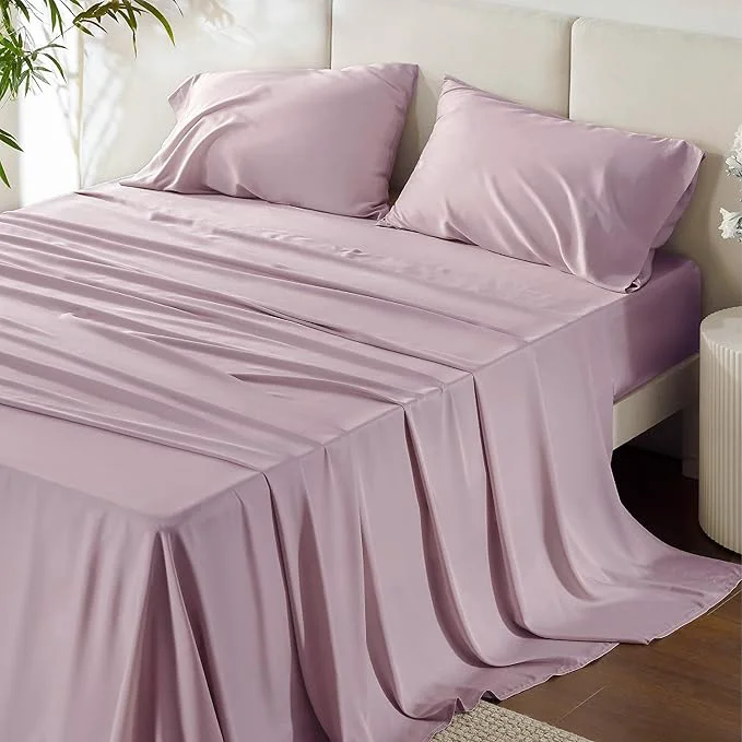 Convenient Bedsure Full Size Bed Sheets Cooling Sheets Rayon Derived from Bamboo PureWoven Breathable amp Soft Deep Pocket Up to 16 Inches Hotel Luxury Silky Bedding for Hot Sleepers Lavender Premium