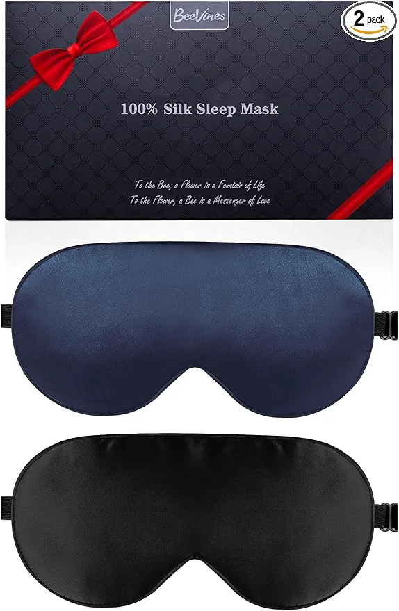 Original BeeVines Mulberry Silk 2 Pack Sleep Mask Pure Silk Eye Masks Contemporary