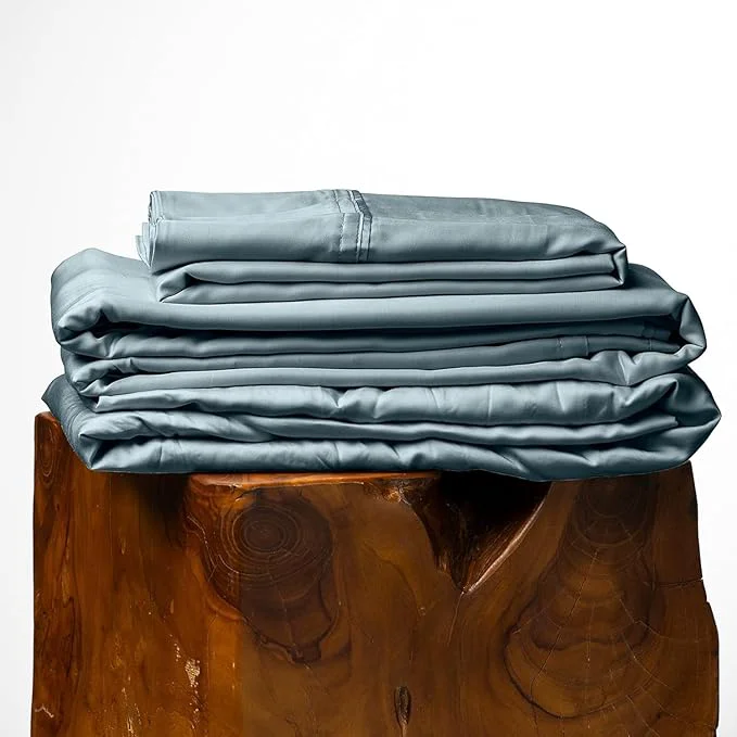 Long-Lasting Olive Crate Tencel Lyocell Eucalyptus Twin Sheets Set - Extra Long Sheet Set - Cooling Tencel Sheets for Hot Sleepers with 16 Inch Deep Pocket Fit - Basalt Blue 3-Piece Set Top-Quality