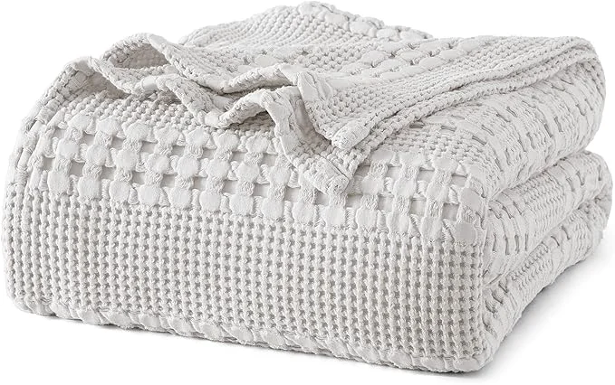 Powerful PHF Cotton Waffle Weave Blanket Queen Size for Bed Soft Lightweight amp Breathable for Spring and Summer All-Season Comfort Luxury Aesthetic Blanket for Home Decor 90 quot x90 quot Light Grey Consistent