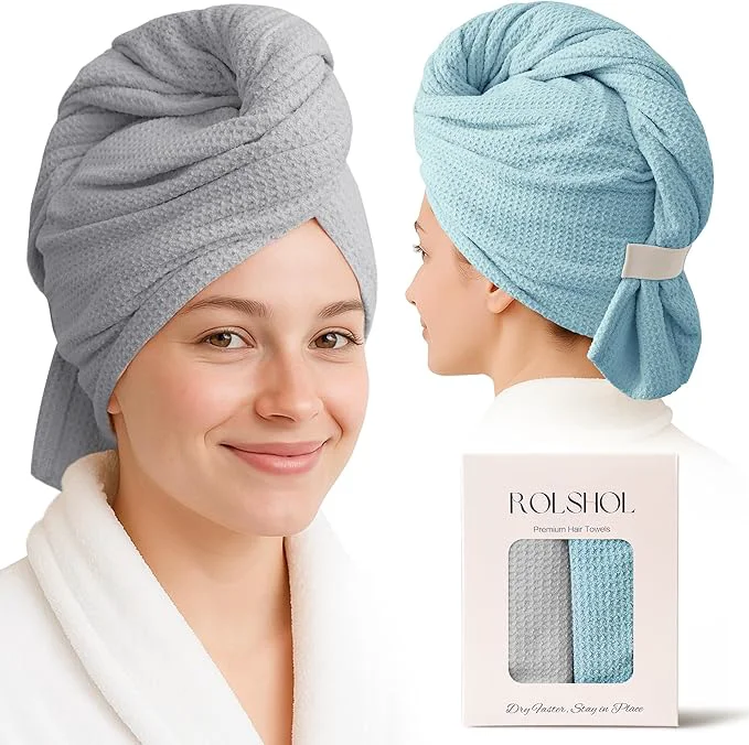 Eco-Friendly ROLSHOL 2 Pack Microfiber Hair Towel Wrap Sophisticated