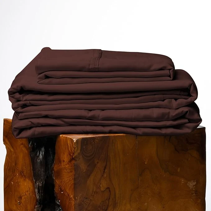 Functional Olive Crate Tencel Lyocell Eucalyptus Queen Size Sheet Set - Cooling Tencel Sheets for Hot Sleepers with 18 Inch Deep Pocket Fit - Cacao 4-Piece Set Sophisticated