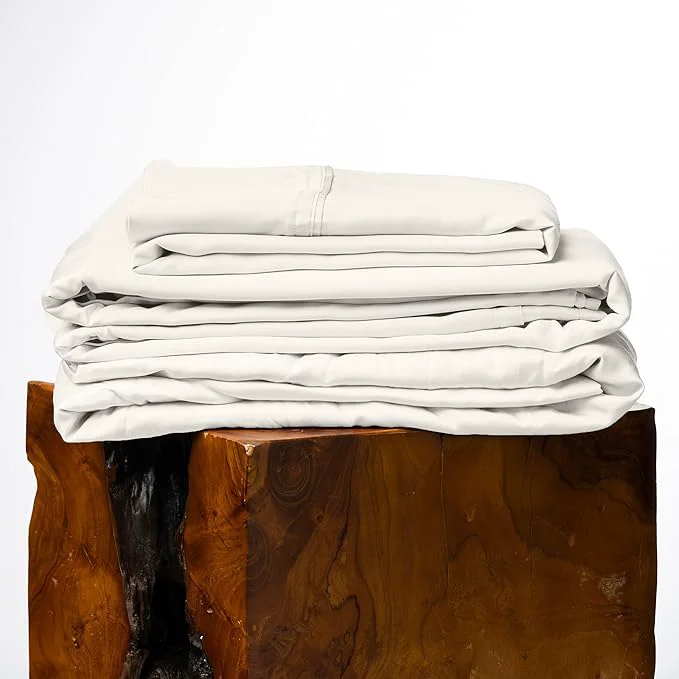 Advanced Olive Crate Tencel Lyocell Eucalyptus Queen Size Sheet Set - Cooling Tencel Sheets for Hot Sleepers with 18 Inch Deep Pocket Fit - Ivory 4-Piece Set Premium Material