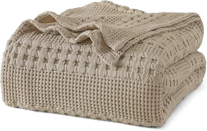 Versatile PHF Cotton Waffle Weave Blanket King Size for Bed Soft Lightweight amp Breathable for Spring and Summer All-Season Comfort Luxury Aesthetic Blanket for Home Decor 108 quot x90 quot Taupe Next-Generation